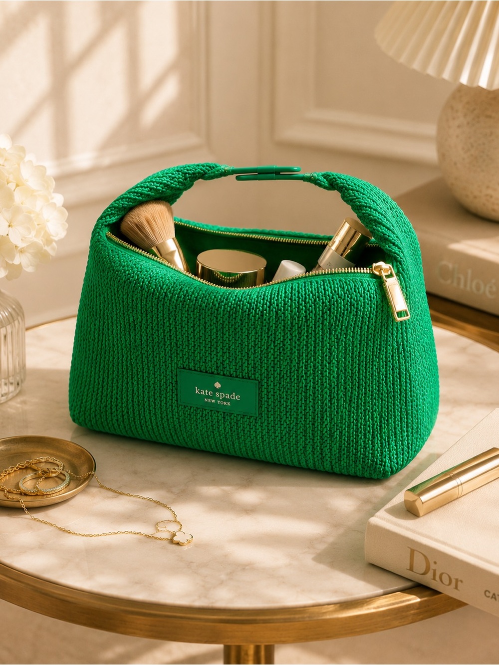 NWOT Kate Spade Green Cosmetic Pouch Makeup Bag Travel Toiletry Organizer - Picture 8 of 8